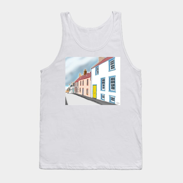 Elie: School Wynd. Line Drawing of Street in Fife, Scotland. Tank Top by grantwilson